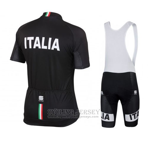2016 Cycling Jersey Italy Black Short Sleeve and Bib Short